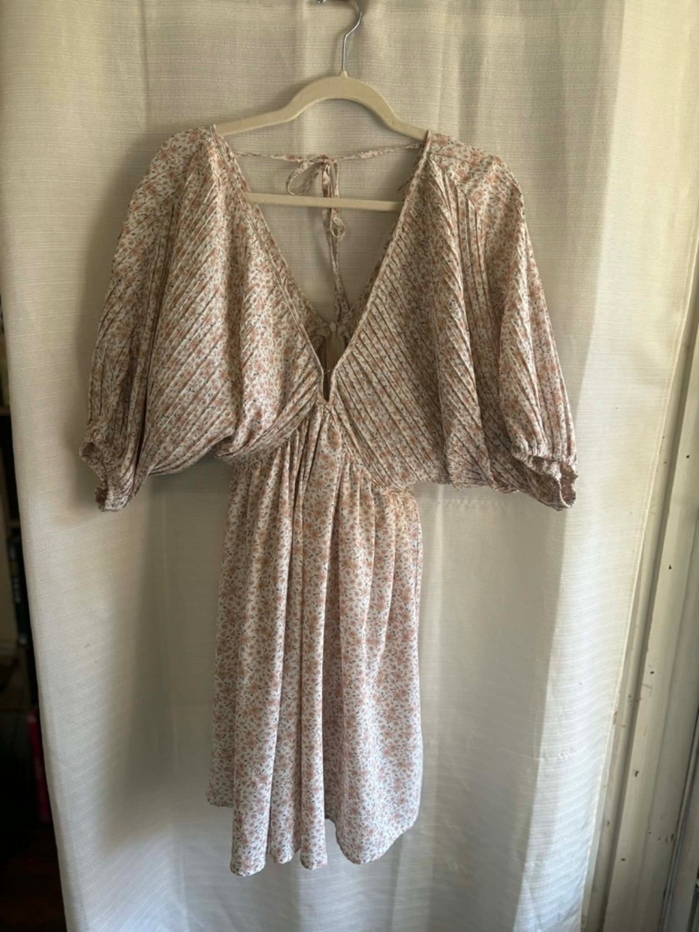entro Cream Mini Dress with Pink Floral Print